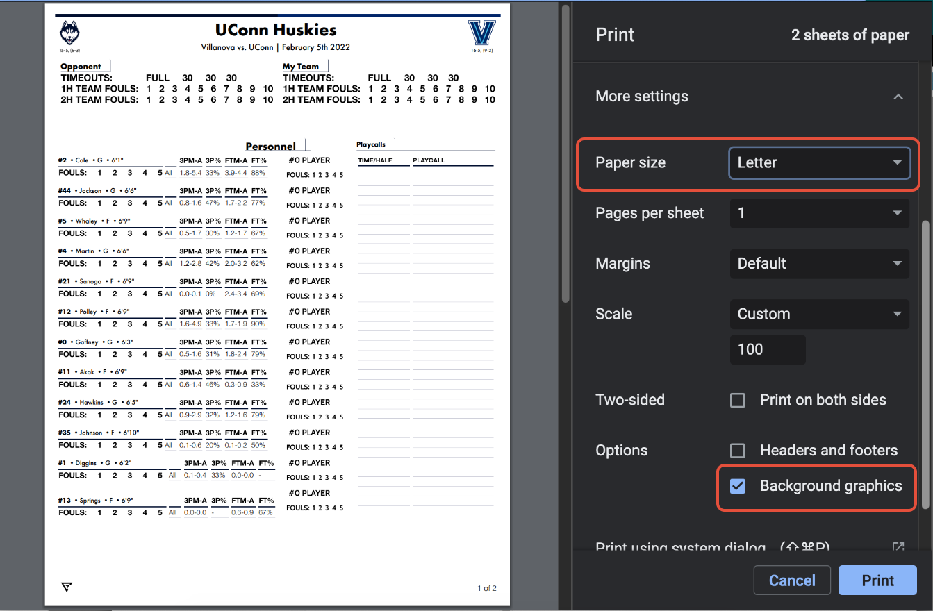 Print a Report • Hudl Support