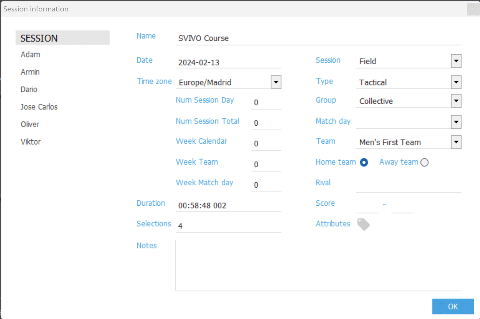 New Session and Basic Data • Hudl Support