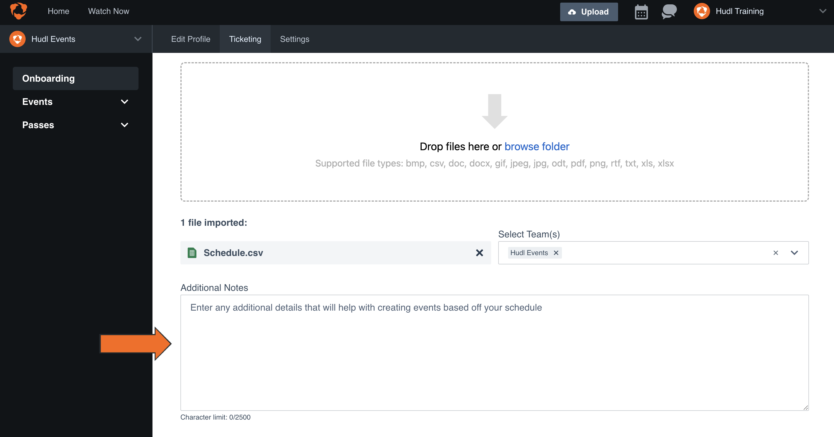 Add Schedule(s) during Ticketing Onboarding • Hudl Support