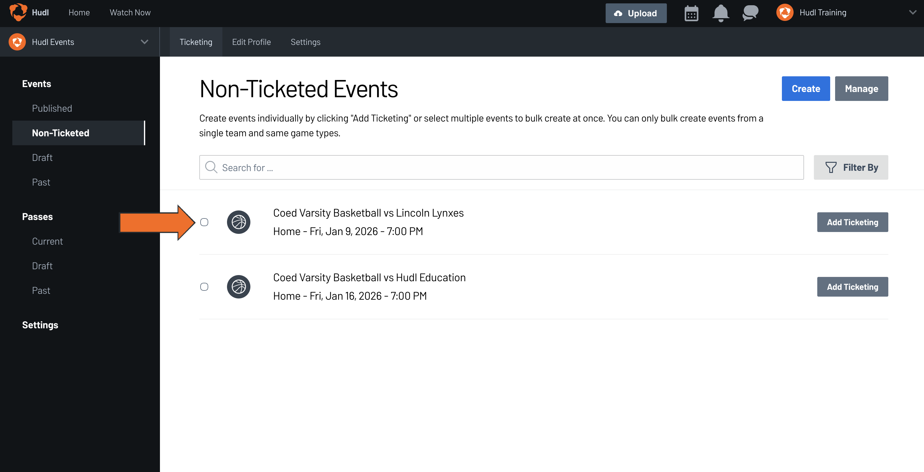 Bulk Create Ticketed Events • Hudl Support