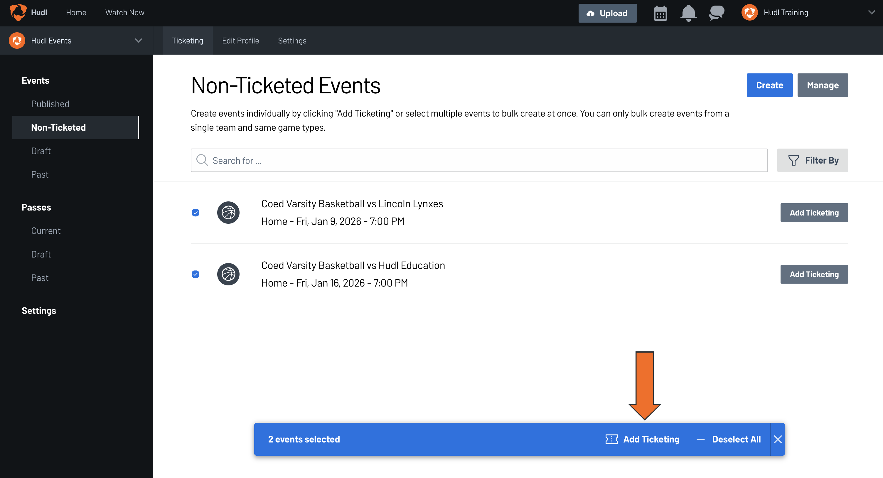 Bulk Create Ticketed Events • Hudl Support