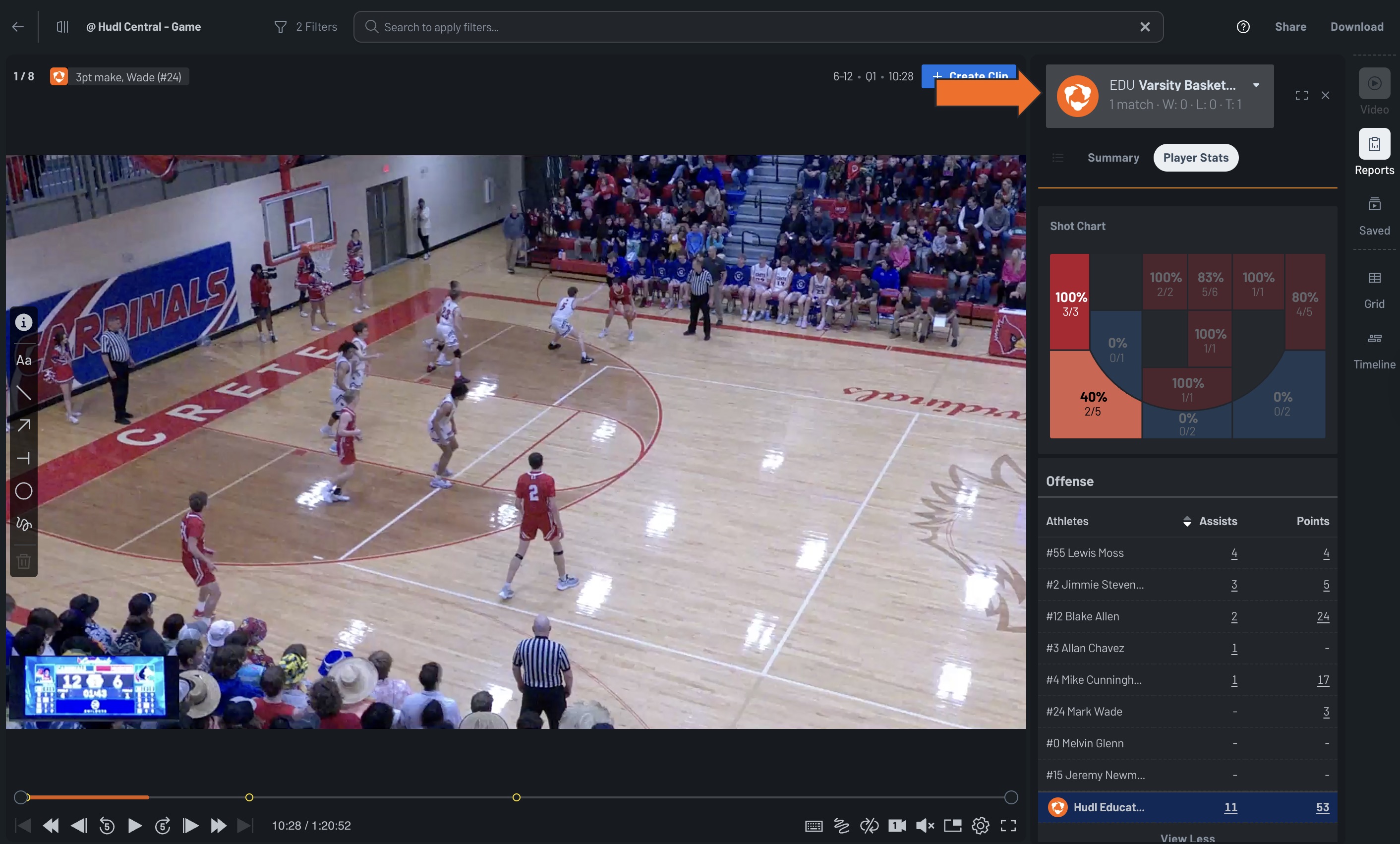 Filter by Shot Chart • Basketball • Hudl Support