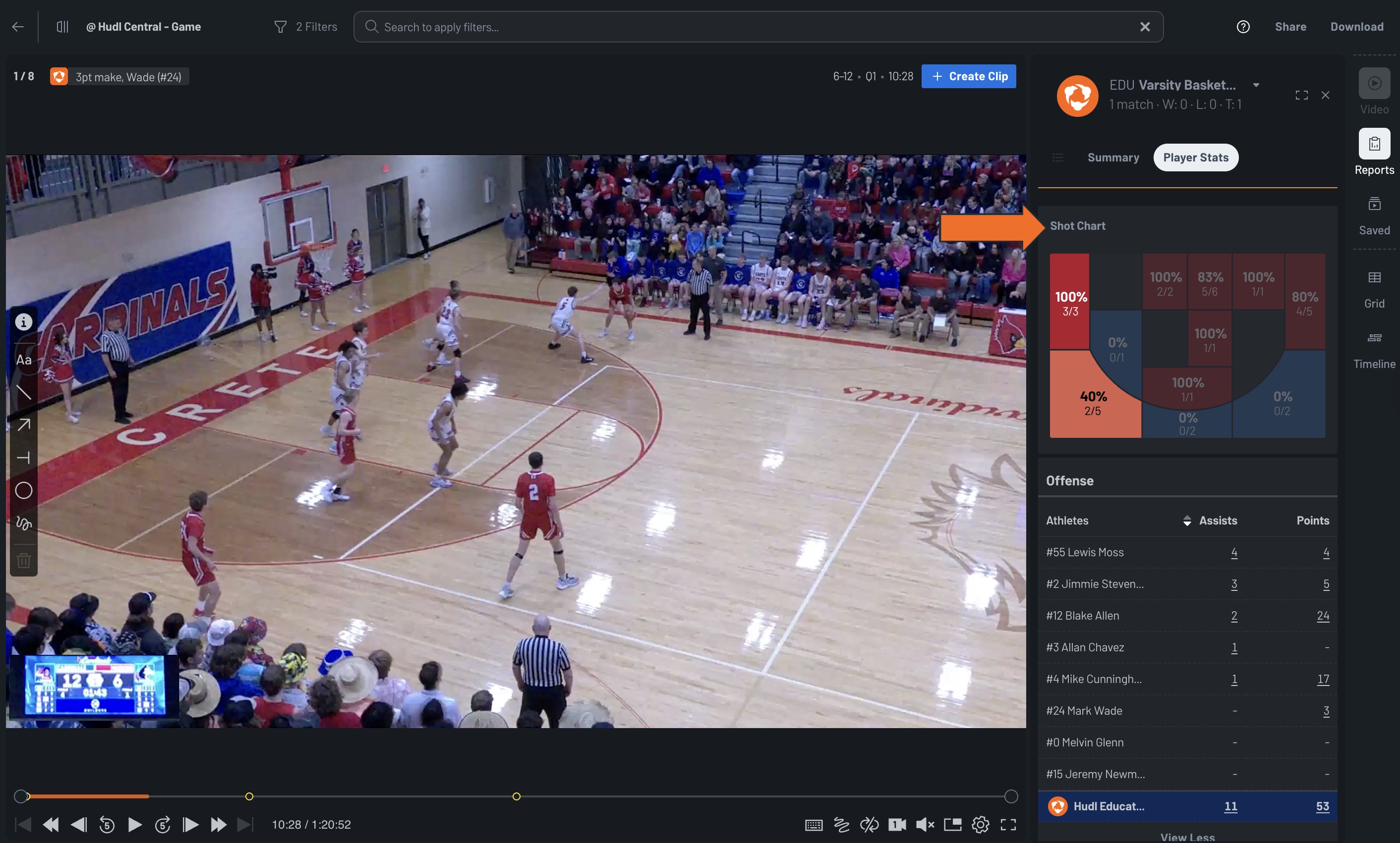 Filter by Shot Chart • Basketball • Hudl Support