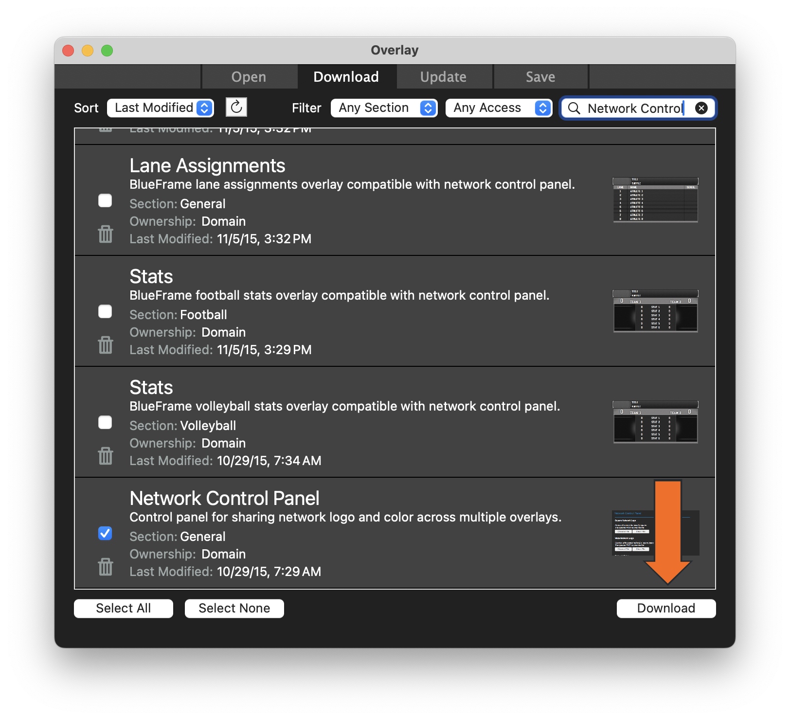 Add Network Control Panel Overlay • Hudl Support