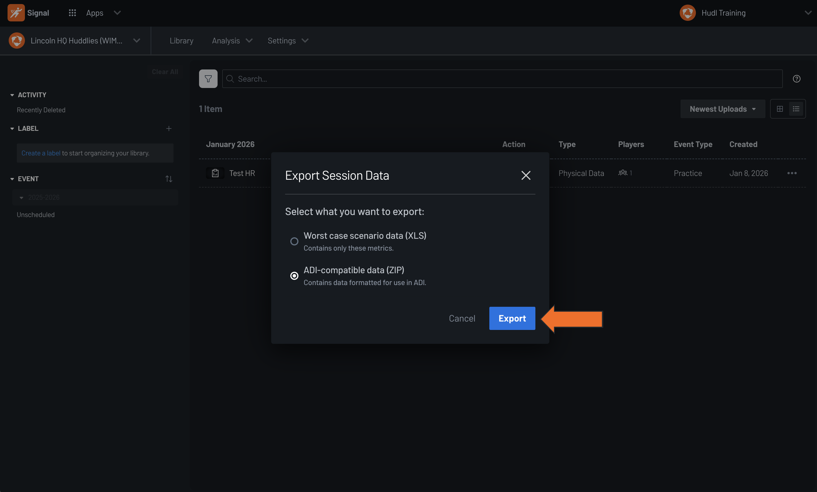 Export Sessions from Hudl Signal • Hudl Support
