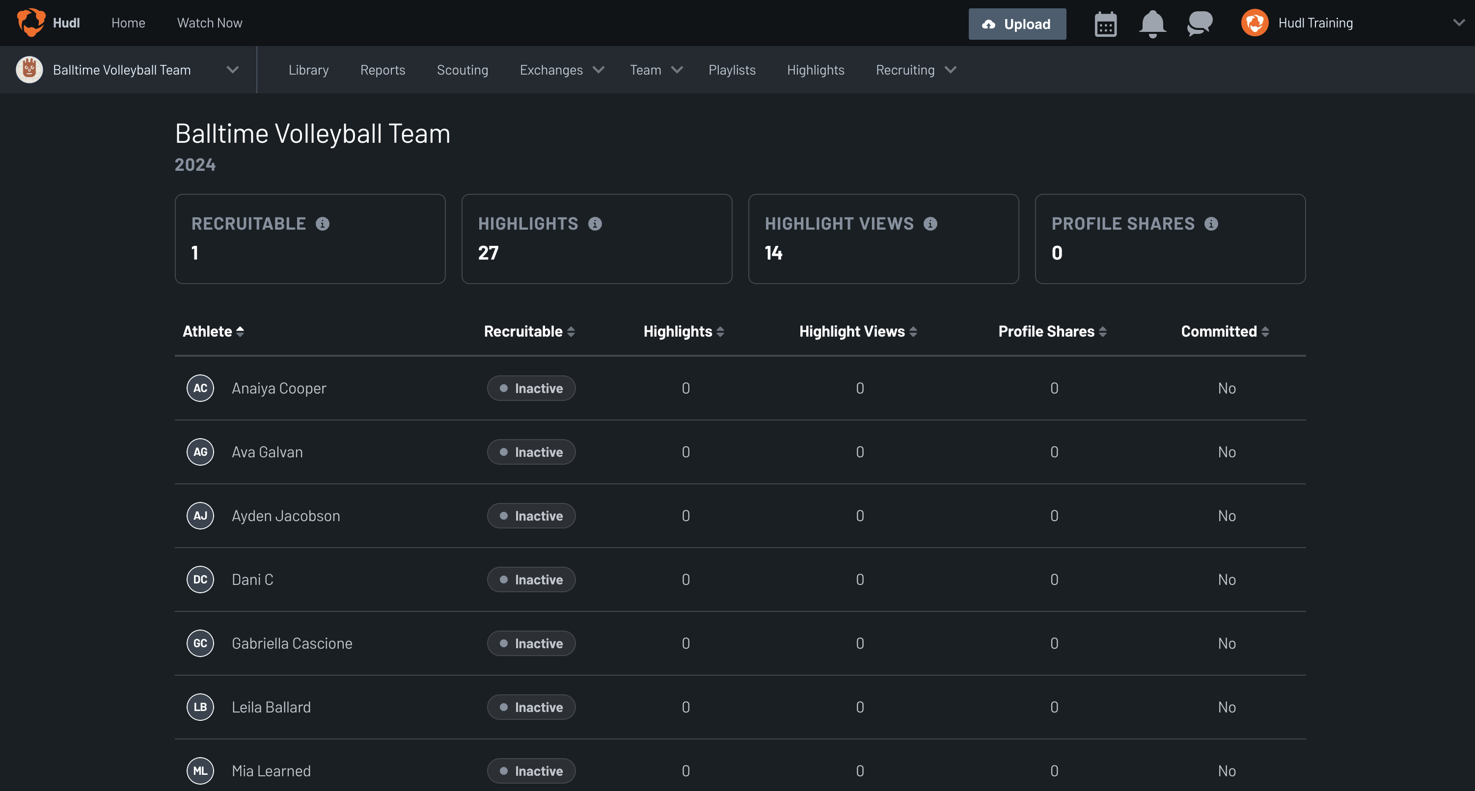 View the Recruiting Dashboard • Hudl Support