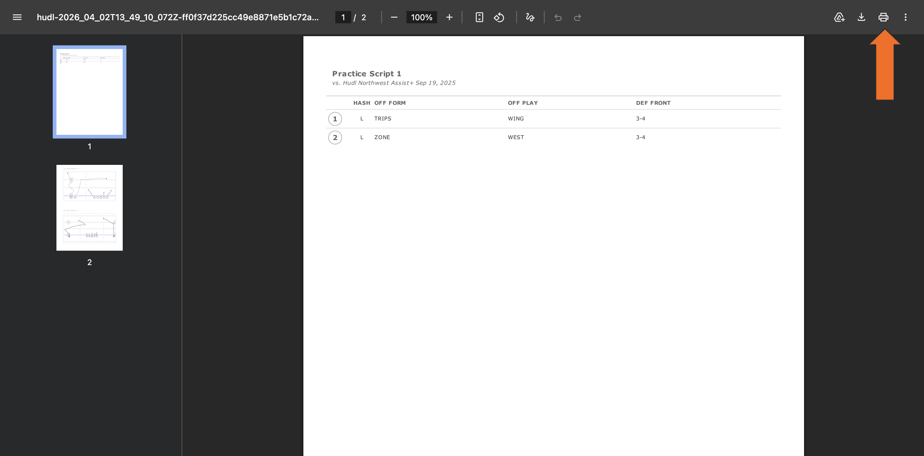 Print a Practice or Magic Script • Hudl Support