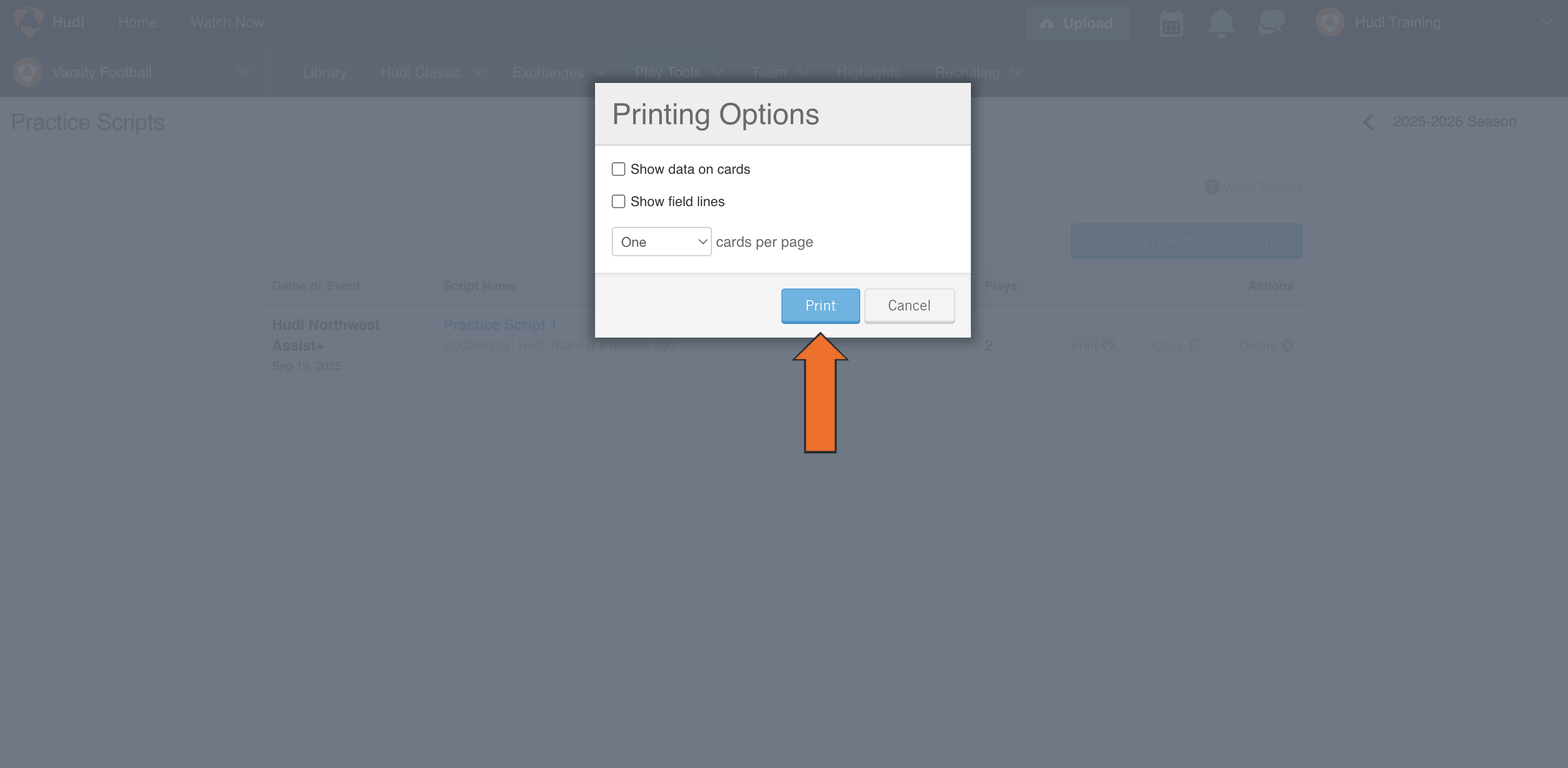 Print a Practice or Magic Script • Hudl Support