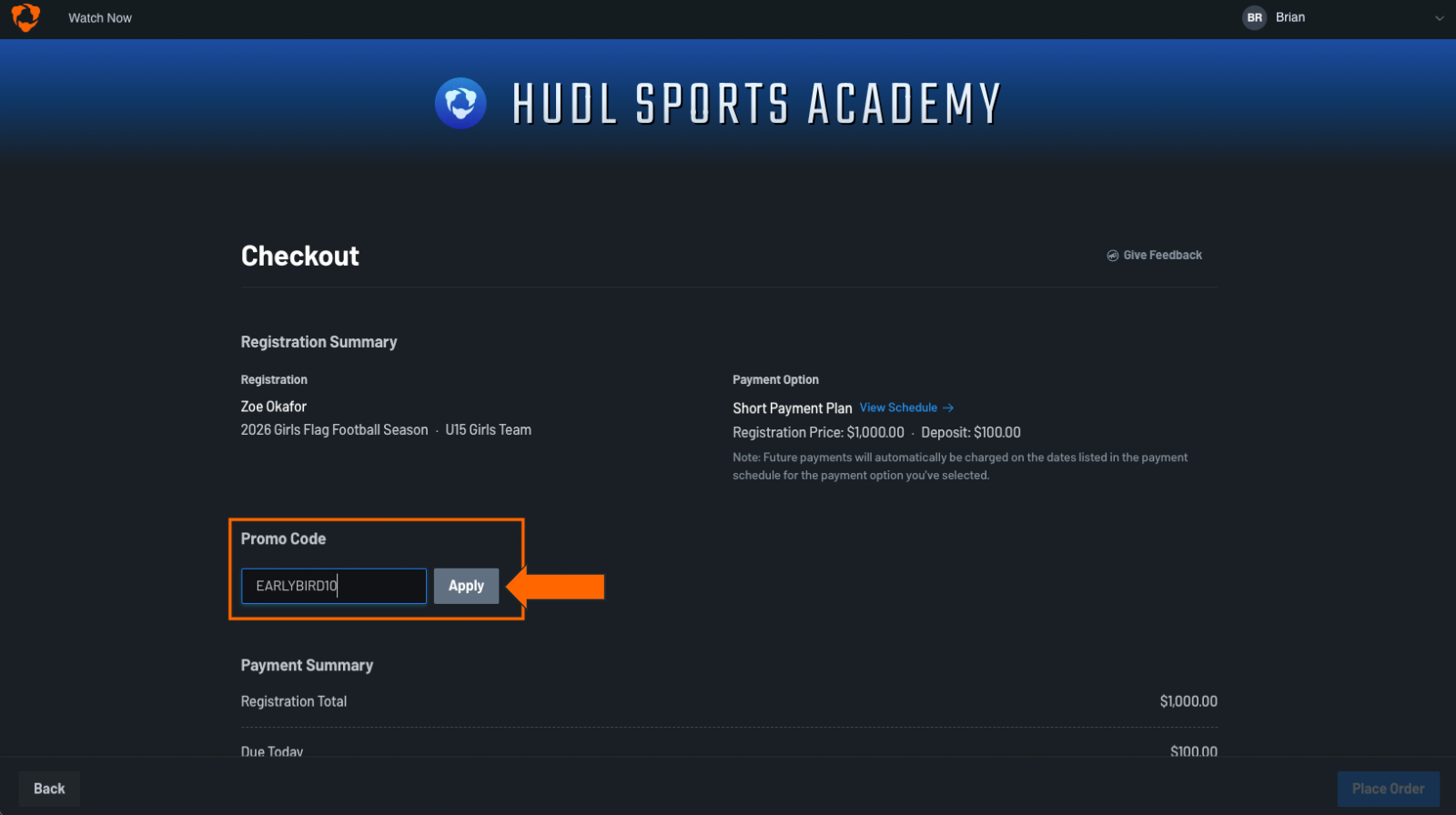 Discount Codes for Registrants (Parent Resource) • Hudl Support