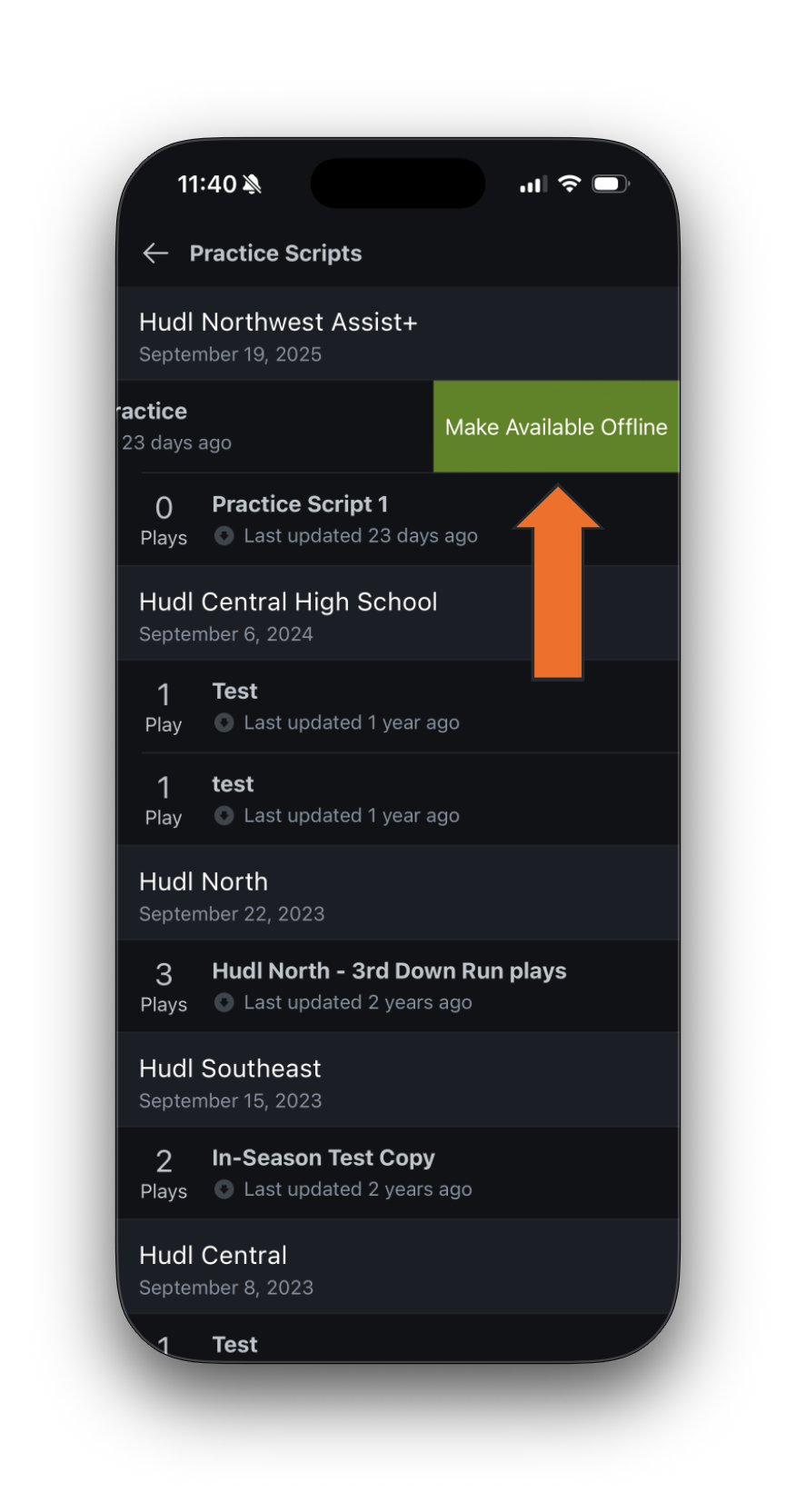 View Practice Scripts on a Mobile Device • Hudl Support