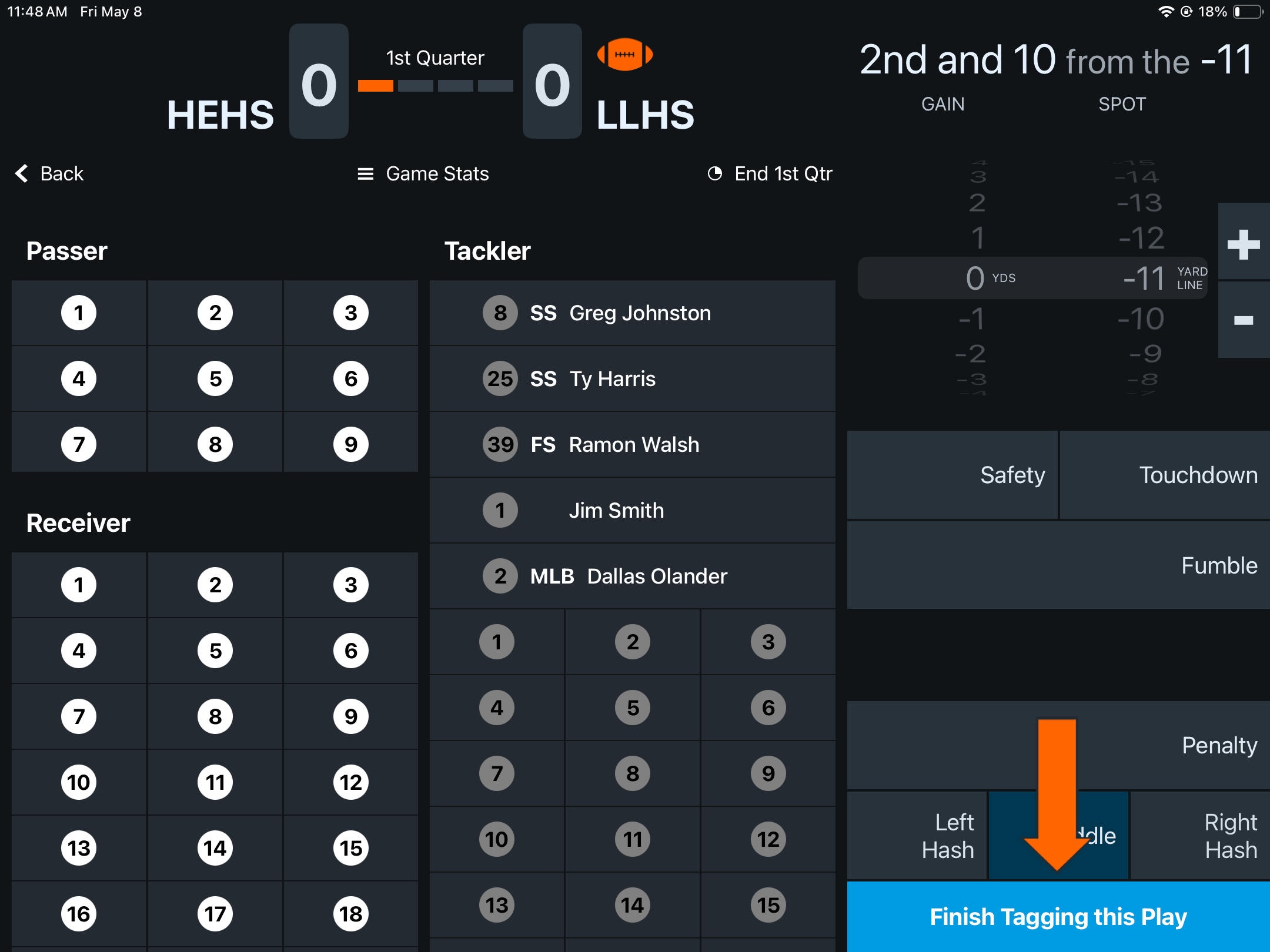 Tag Stats Live • American Football • Hudl Support