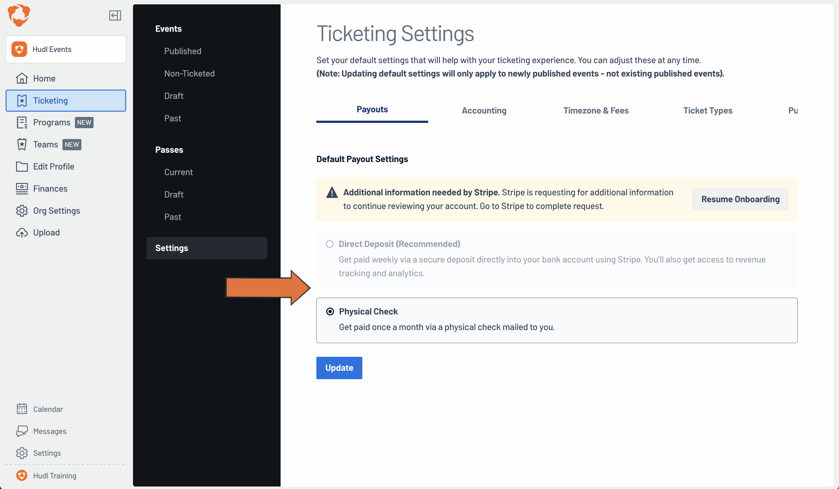 Update Payout Method • Hudl Support