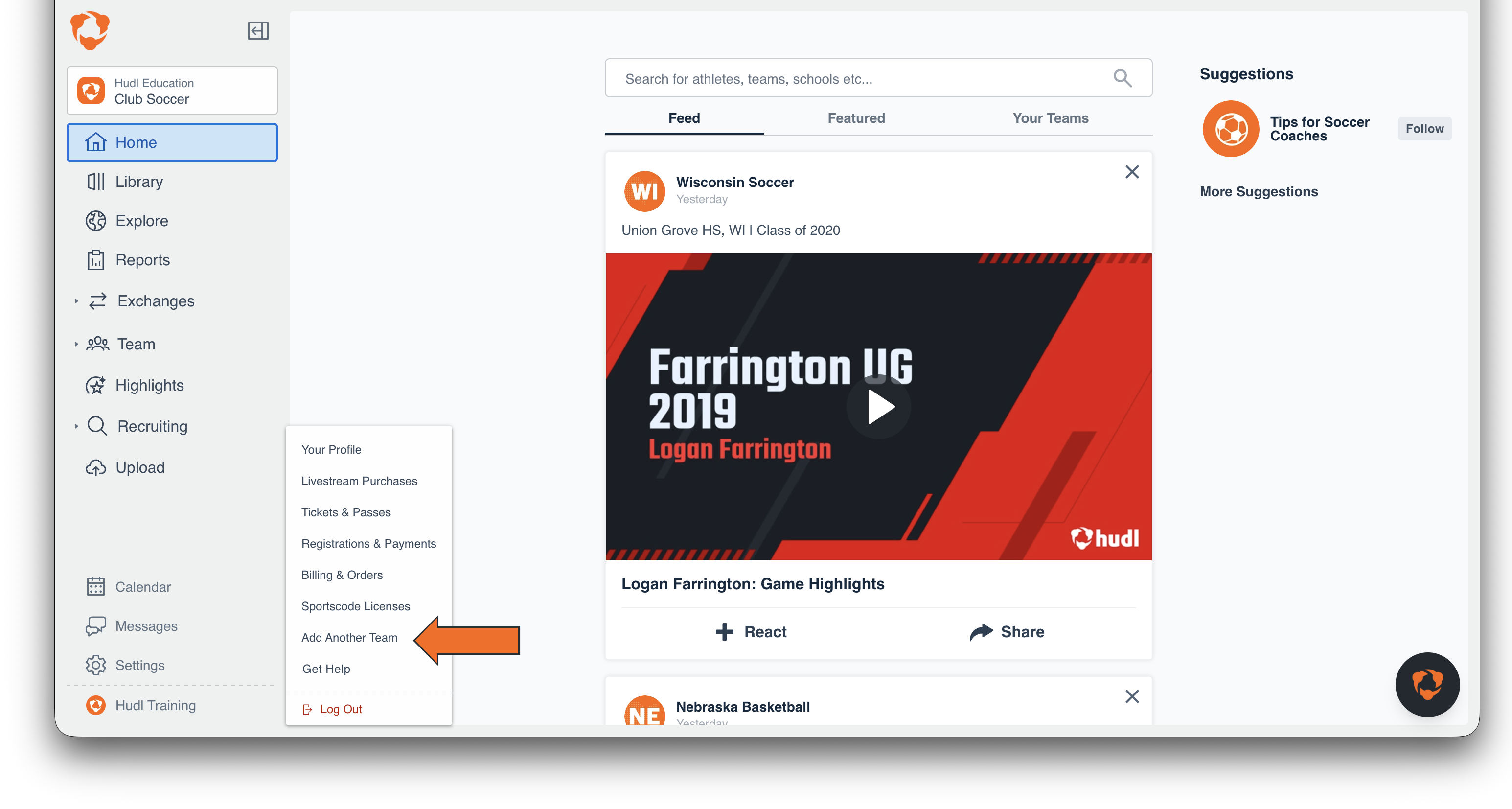 Add Another Team • Hudl Support