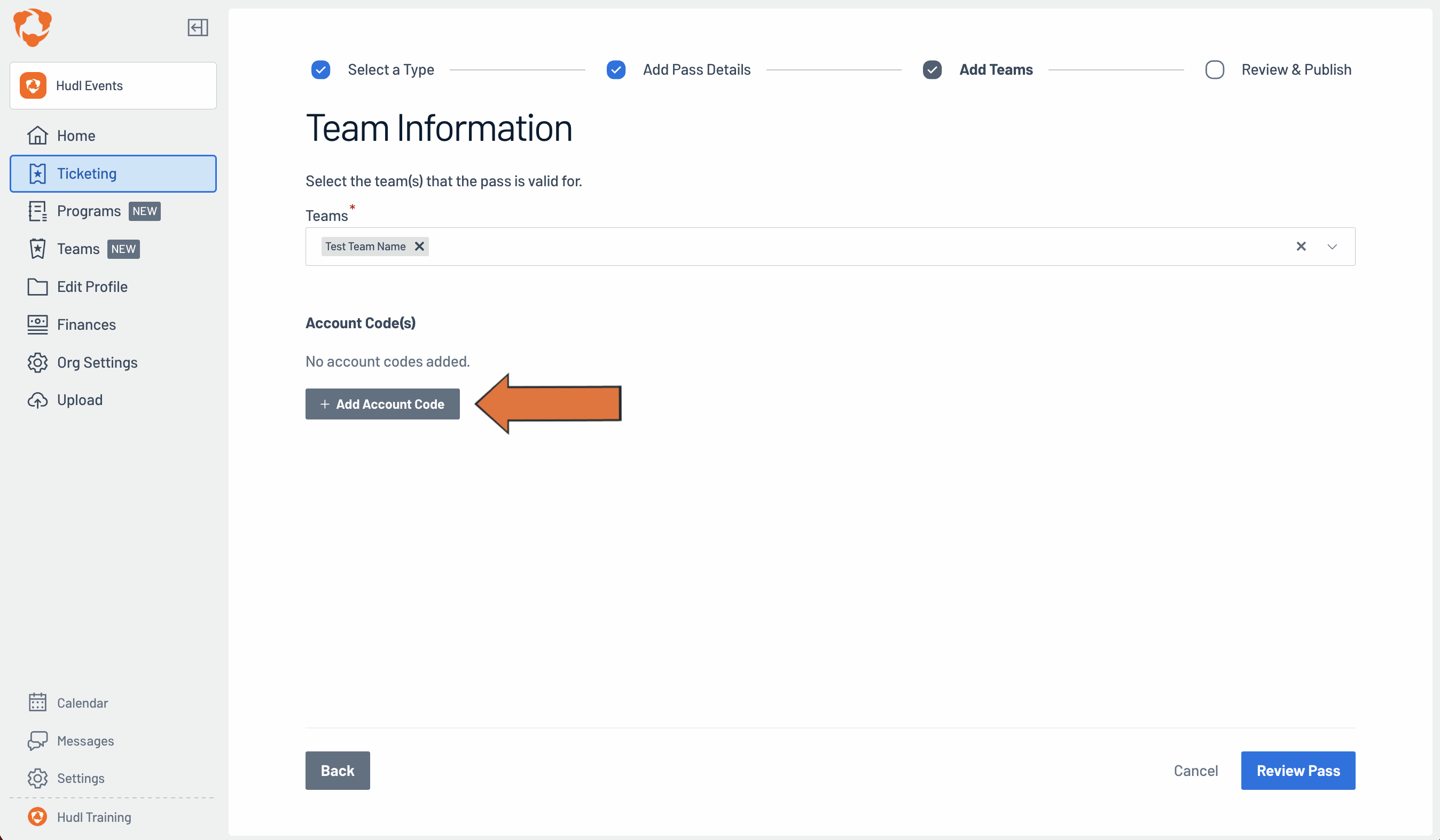 Add Account Code(s) to Events/Passes • Hudl Support