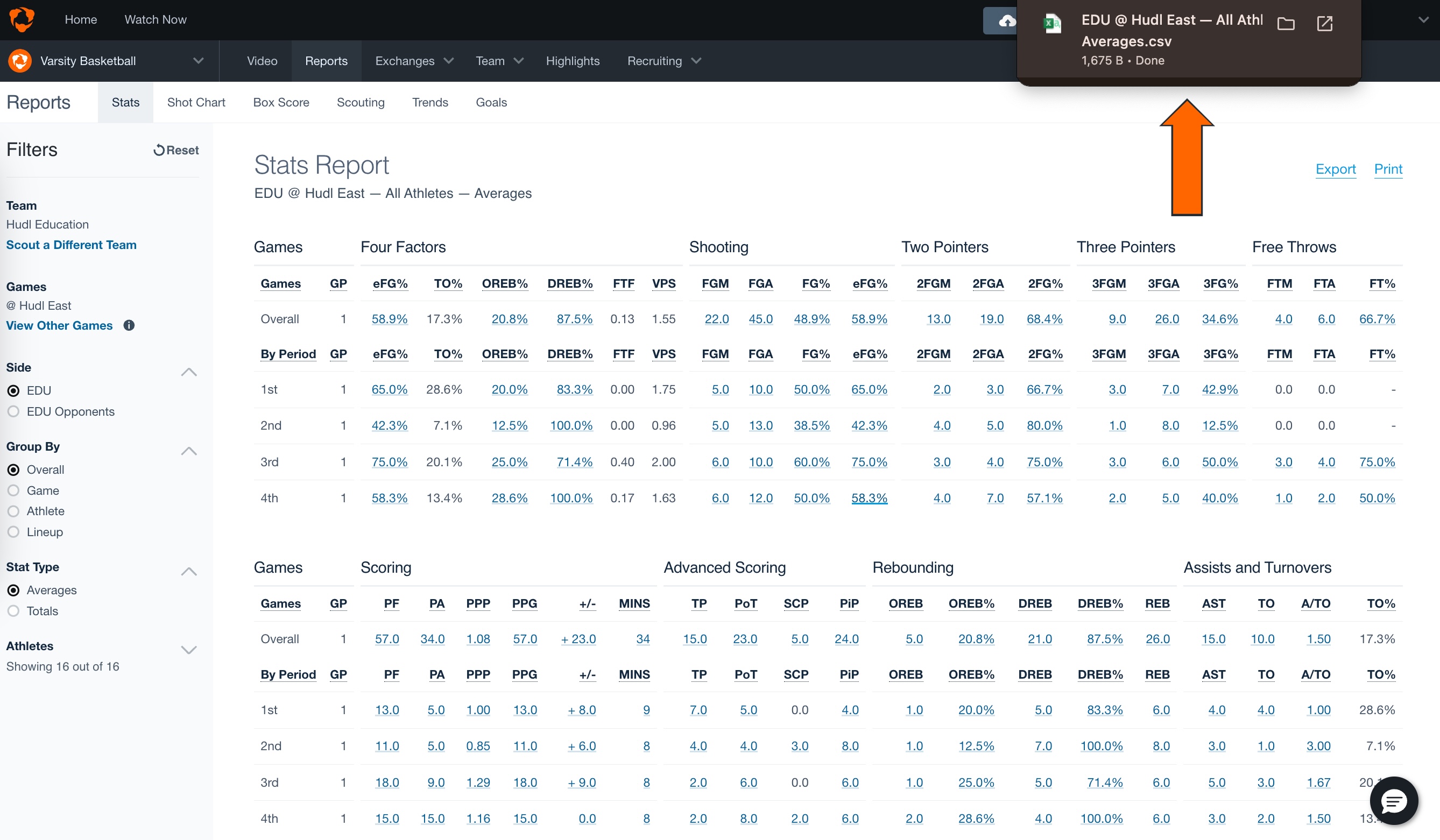 Export Reports to CSV • Hudl Support
