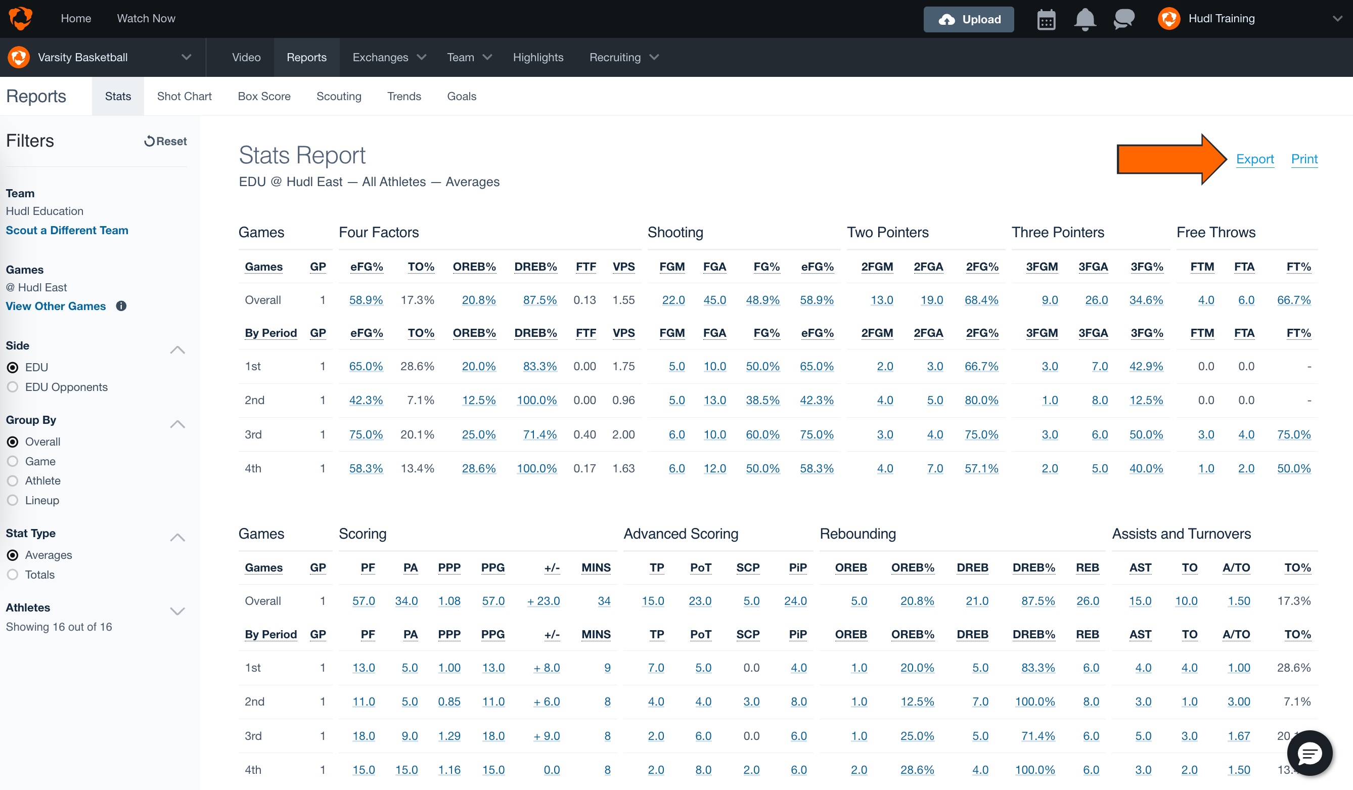 Export Reports to CSV • Hudl Support