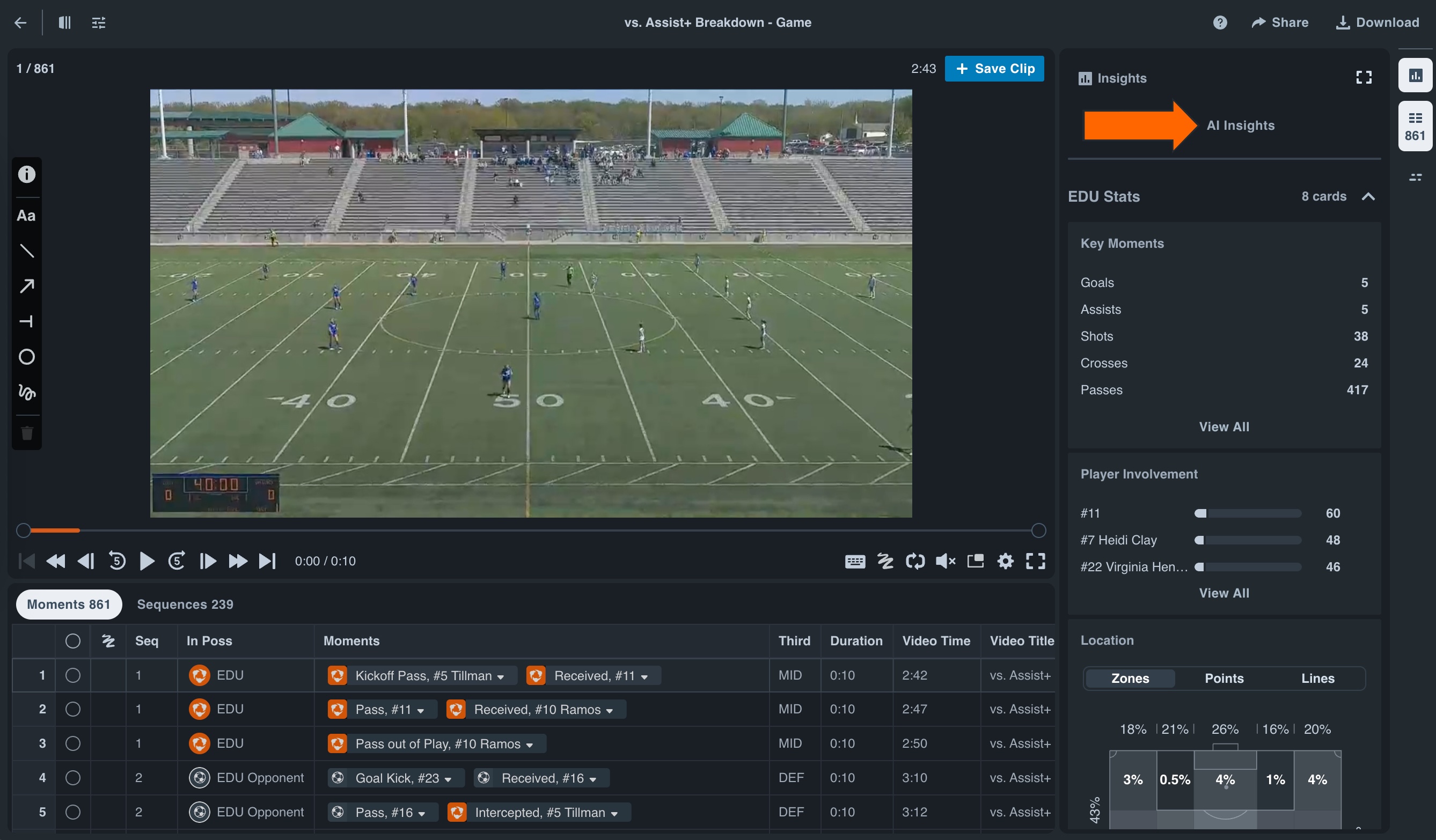 AI Insights • Soccer • Hudl Support