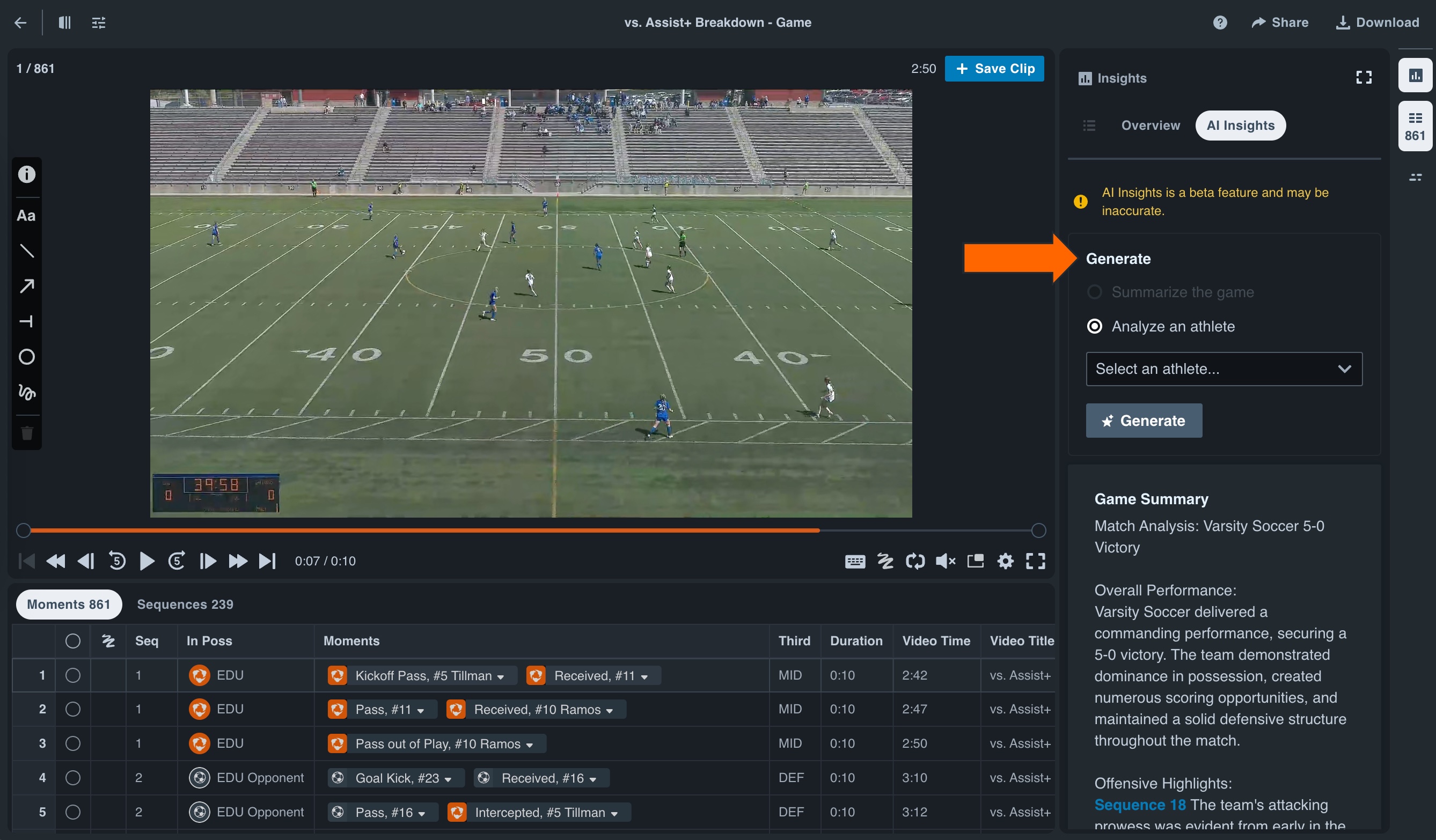 AI Insights • Soccer • Hudl Support