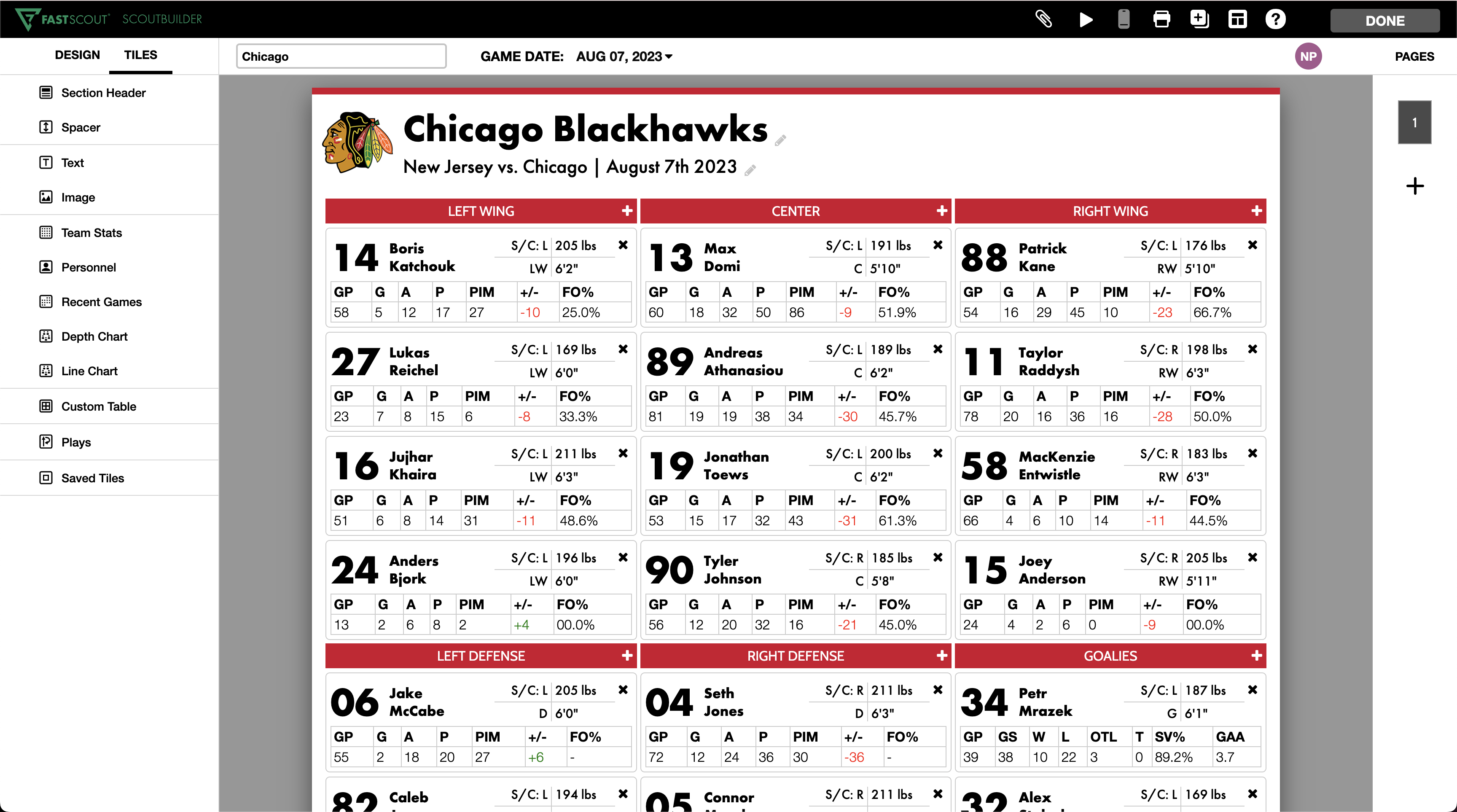 Line Chart Tile • Hudl Support