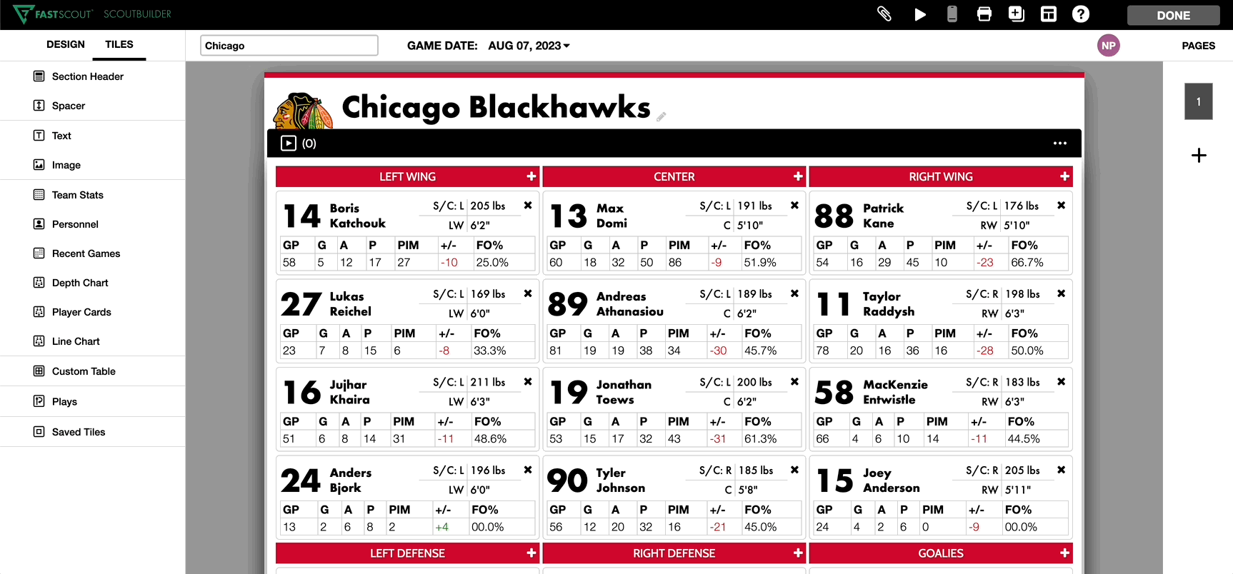 Line Chart Tile • Hudl Support