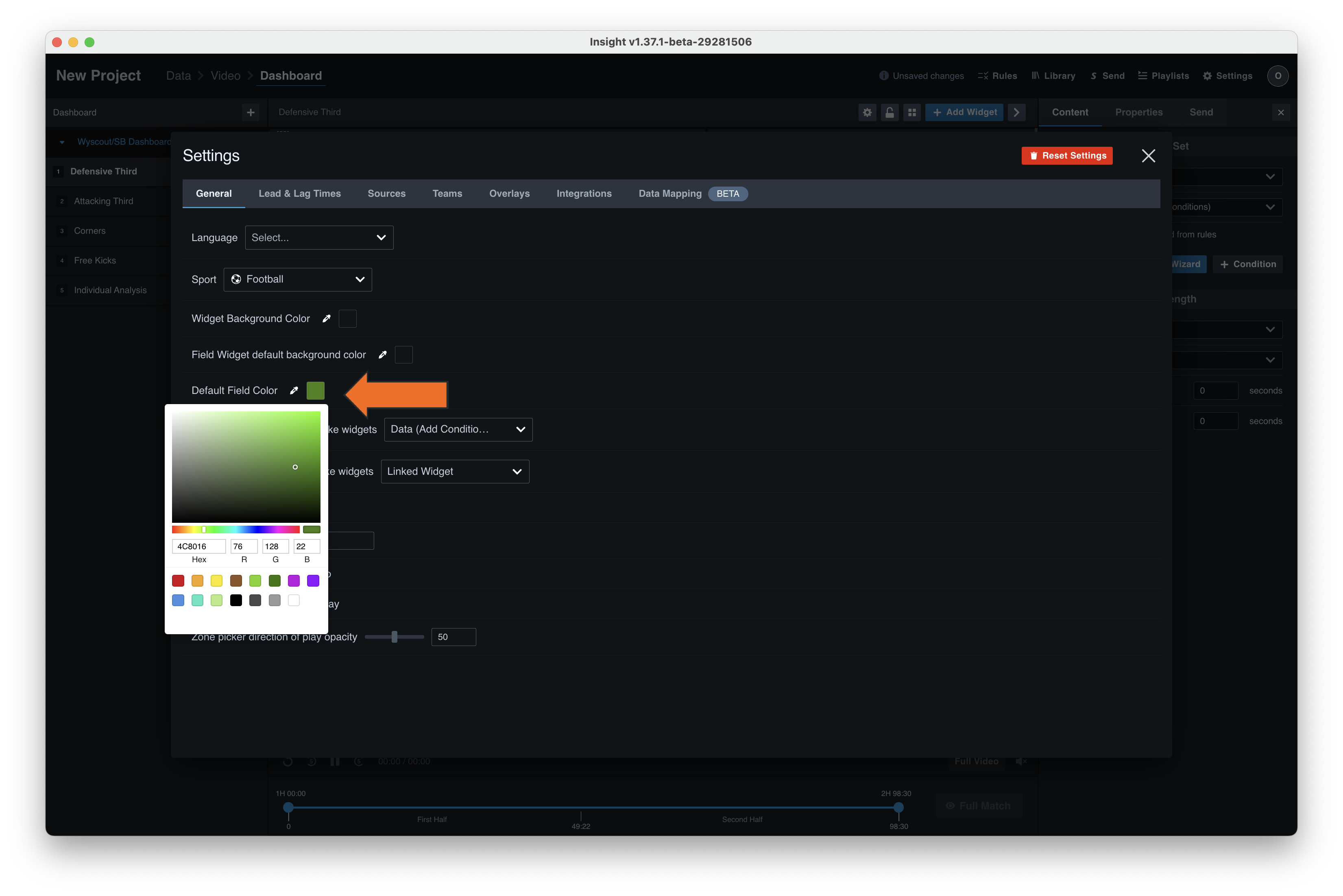 Update Default Field Color • Hudl Support