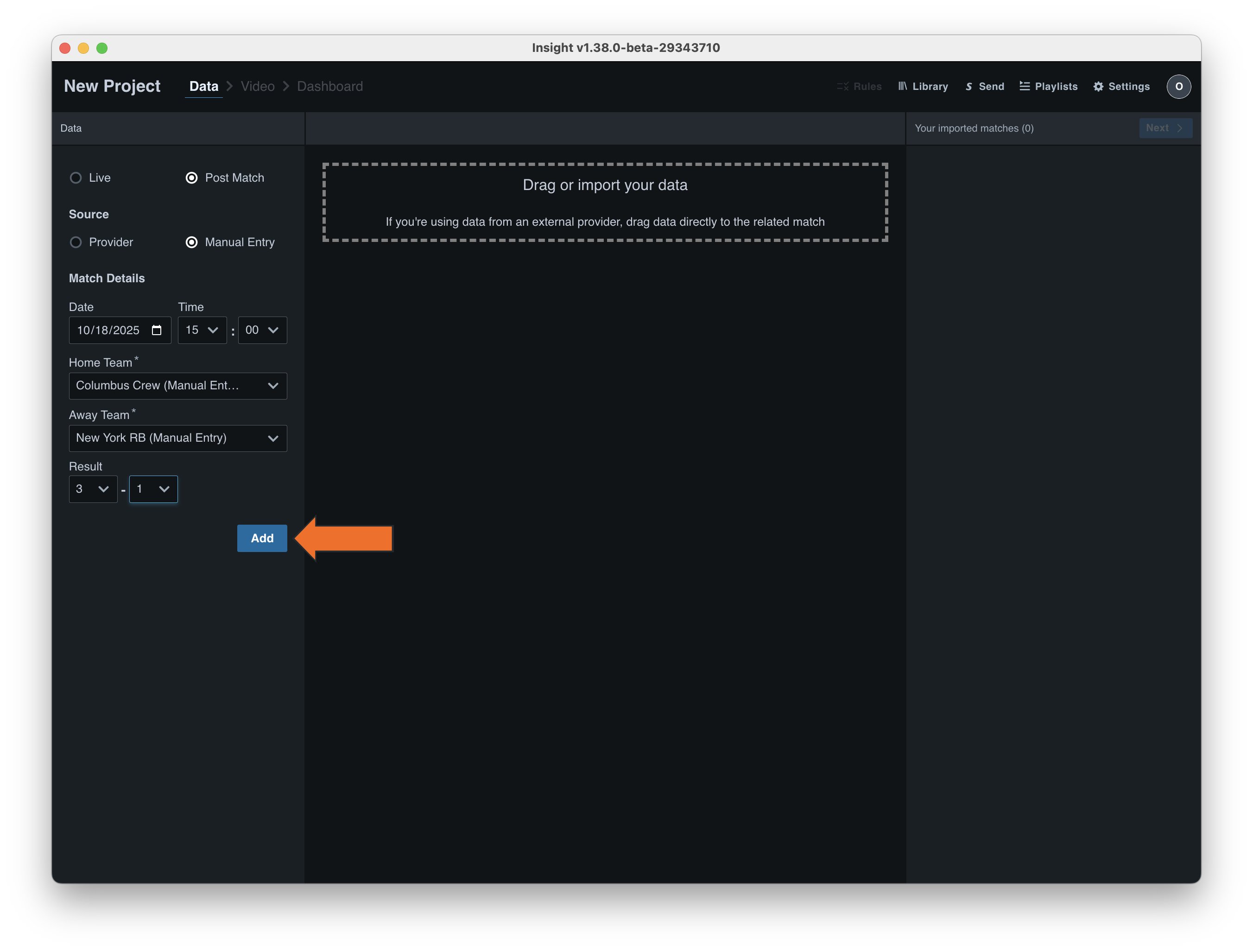 Add a Custom Match • Hudl Support