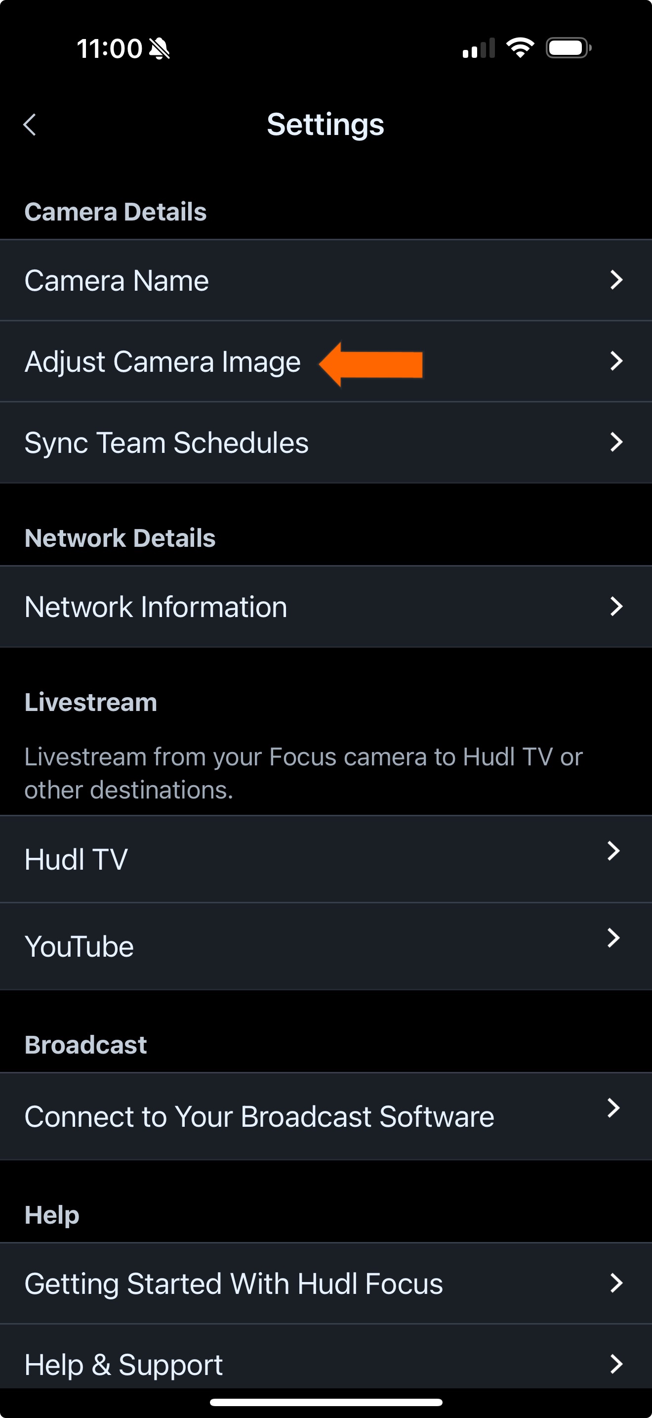 Adjust Camera Image • Focus Point • Hudl Support
