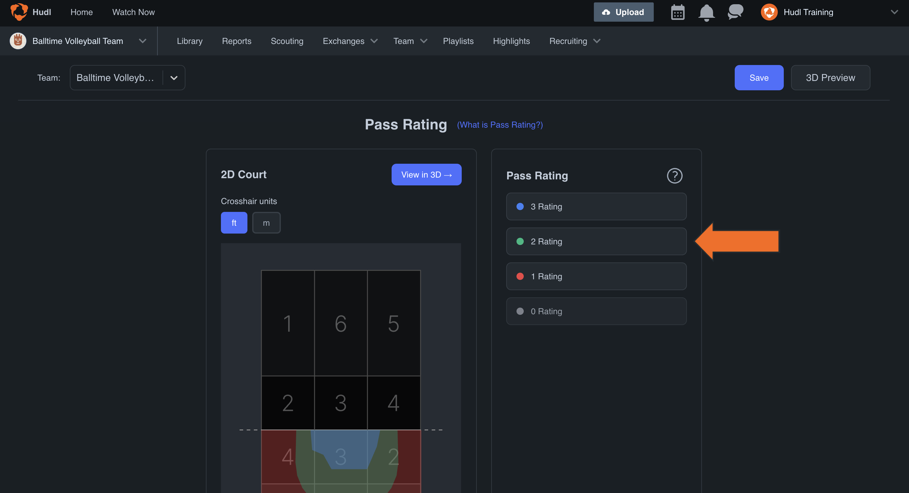 Customize Pass Rating Zones • Hudl Support