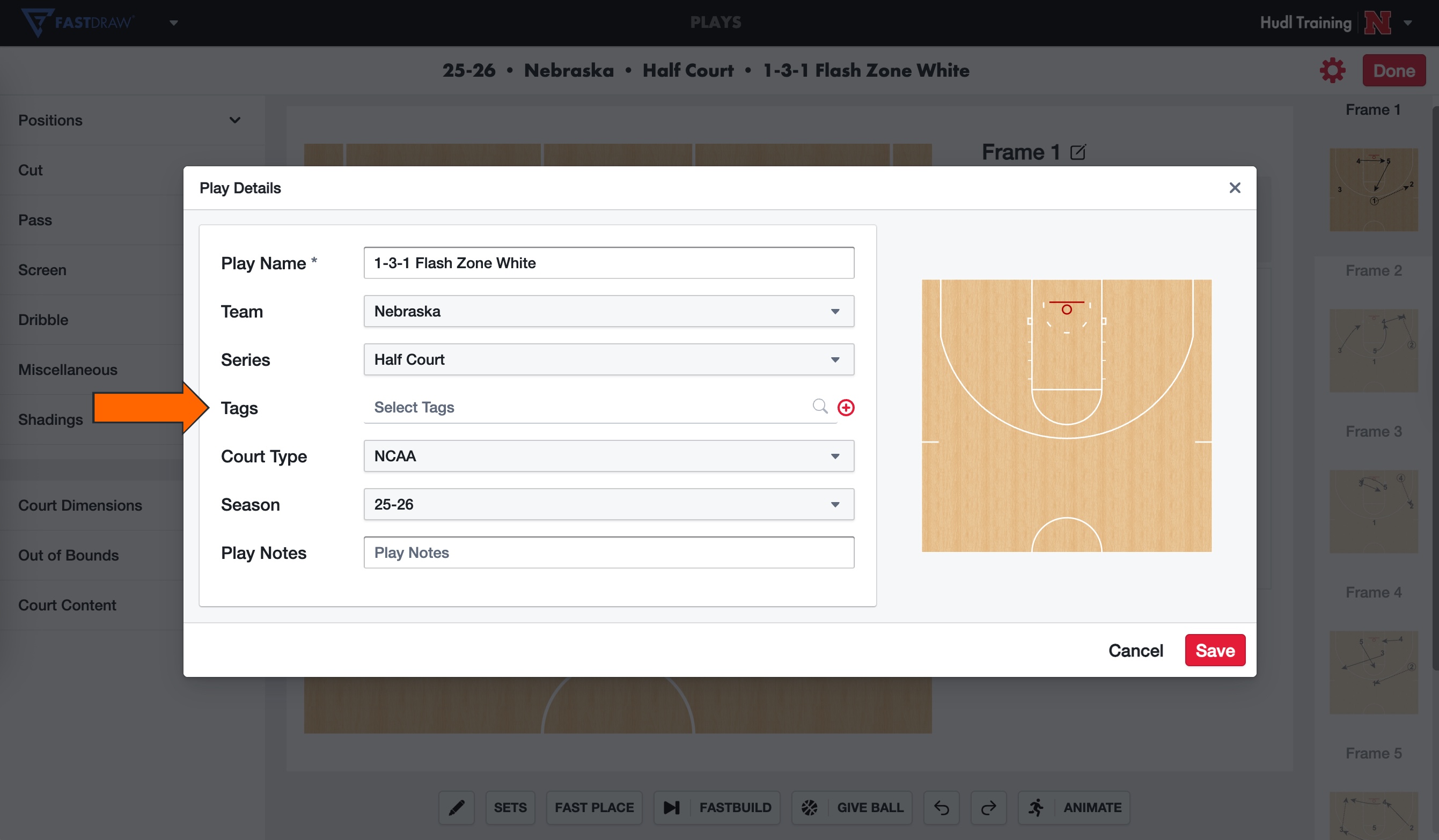 Tags • FastDraw Web • Hudl Support